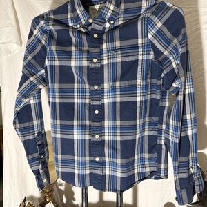 Abercrombie & Fitch Blue and White Plaid Button Down Shirt